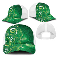 Aotearoa New Zealand New Year Mesh Trucker Cap Tribal Koru Tattoo Green Galaxy Maori Silver Fern LT03 - Polynesian Pride