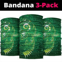 Aotearoa New Zealand New Year Neck Gaiter Tribal Koru Tattoo Green Galaxy Maori Silver Fern