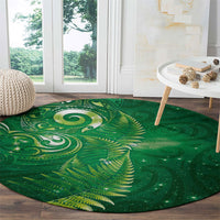 Aotearoa New Zealand New Year Round Carpet Tribal Koru Tattoo Green Galaxy Maori Silver Fern