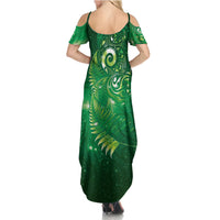 Aotearoa New Zealand New Year Summer Maxi Dress Tribal Koru Tattoo Green Galaxy Maori Silver Fern
