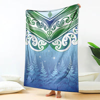 Aotearoa New Zealand New Year Blanket Maori Motifs with Silver Fern and Matariki Stars