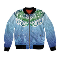 Aotearoa New Zealand New Year Bomber Jacket Maori Motifs with Silver Fern and Matariki Stars LT03 Unisex Multicolor - Polynesian Pride