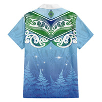 Aotearoa New Zealand New Year Family Matching Off Shoulder Maxi Dress and Hawaiian Shirt Maori Motifs with Silver Fern and Matariki Stars LT03 - Polynesian Pride