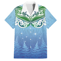 Aotearoa New Zealand New Year Family Matching Short Sleeve Bodycon Dress and Hawaiian Shirt Maori Motifs with Silver Fern and Matariki Stars LT03 Dad's Shirt - Short Sleeve Multicolor - Polynesian Pride