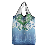 Aotearoa New Zealand New Year Grocery Bag Maori Motifs with Silver Fern and Matariki Stars