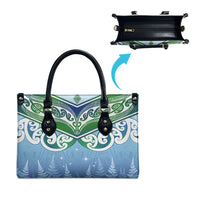 Aotearoa New Zealand New Year Leather Bag Maori Motifs with Silver Fern and Matariki Stars