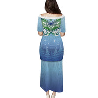 Aotearoa New Zealand New Year Puletasi Maori Motifs with Silver Fern and Matariki Stars LT03 - Polynesian Pride