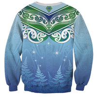 Aotearoa New Zealand New Year Sweatshirt Maori Motifs with Silver Fern and Matariki Stars