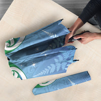 Aotearoa New Zealand New Year Umbrella Maori Motifs with Silver Fern and Matariki Stars