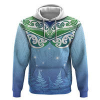 Aotearoa New Zealand New Year Zip Hoodie Maori Motifs with Silver Fern and Matariki Stars LT03 Pullover Hoodie Multicolor - Polynesian Pride