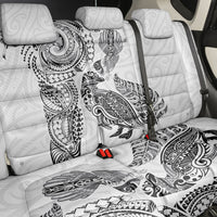 Aotearoa Moko Tribal Tattoo Back Car Seat Cover New Zealand Maori Penguin and Fantail White Color LT03 - Polynesian Pride