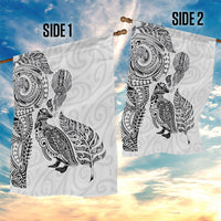 Aotearoa Moko Tribal Tattoo Garden Flag New Zealand Maori Penguin and Fantail White Color LT03 - Polynesian Pride