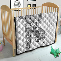 Aotearoa Moko Tribal Tattoo Quilt New Zealand Maori Penguin and Fantail White Color LT03 - Polynesian Pride
