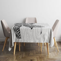 Aotearoa Moko Tribal Tattoo Tablecloth New Zealand Maori Penguin and Fantail White Color