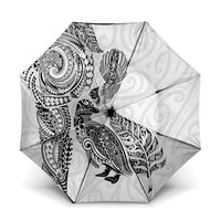 Aotearoa Moko Tribal Tattoo Umbrella New Zealand Maori Penguin and Fantail White Color LT03 One Size Folded 11.42 inch Opened Diameter 37.4 inch White - Polynesian Pride