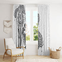 Aotearoa Moko Tribal Tattoo Window Curtain New Zealand Maori Penguin and Fantail White Color LT03 - Polynesian Pride