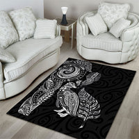 Aotearoa Moko Tribal Tattoo Area Rug New Zealand Maori Penguin and Fantail Black Color LT03 - Polynesian Pride