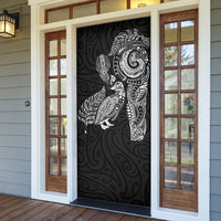 Aotearoa Moko Tribal Tattoo Door Cover New Zealand Maori Penguin and Fantail Black Color LT03 - Polynesian Pride