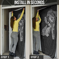 Aotearoa Moko Tribal Tattoo Door Cover New Zealand Maori Penguin and Fantail Black Color LT03 - Polynesian Pride
