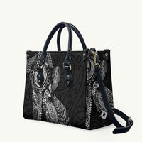 Aotearoa Moko Tribal Tattoo Leather Bag New Zealand Maori Penguin and Fantail Black Color LT03 Black - Polynesian Pride