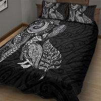 Aotearoa Moko Tribal Tattoo Quilt Bed Set New Zealand Maori Penguin and Fantail Black Color LT03 - Polynesian Pride