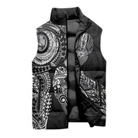 Aotearoa Moko Tribal Tattoo Sleeveless Puffer Jacket New Zealand Maori Penguin and Fantail Black Color LT03 - Polynesian Pride