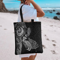 Aotearoa Moko Tribal Tattoo Tote Bag New Zealand Maori Penguin and Fantail Black Color LT03 - Polynesian Pride