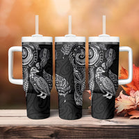 Aotearoa Moko Tribal Tattoo Tumbler With Handle New Zealand Maori Penguin and Fantail Black Color LT03 - Polynesian Pride
