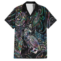 Aotearoa Moko Tribal Tattoo Family Matching Off The Shoulder Long Sleeve Dress and Hawaiian Shirt New Zealand Maori Penguin and Fantail Paua Shell Style LT03 Dad's Shirt - Short Sleeve Multicolor - Polynesian Pride