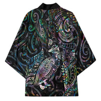 Aotearoa Moko Tribal Tattoo Kimono New Zealand Maori Penguin and Fantail Paua Shell Style