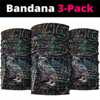 Aotearoa Moko Tribal Tattoo Neck Gaiter New Zealand Maori Penguin and Fantail Paua Shell Style