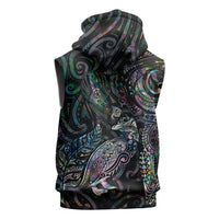 Aotearoa Moko Tribal Tattoo Sleeveless Hoodie New Zealand Maori Penguin and Fantail Paua Shell Style LT03 - Polynesian Pride