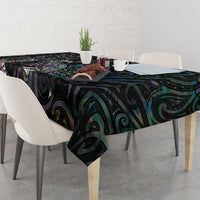Aotearoa Moko Tribal Tattoo Tablecloth New Zealand Maori Penguin and Fantail Paua Shell Style LT03 - Polynesian Pride