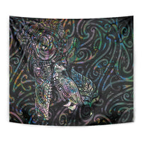 Aotearoa Moko Tribal Tattoo Tapestry New Zealand Maori Penguin and Fantail Paua Shell Style