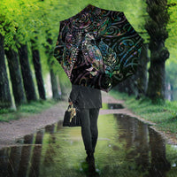 Aotearoa Moko Tribal Tattoo Umbrella New Zealand Maori Penguin and Fantail Paua Shell Style