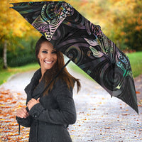 Aotearoa Moko Tribal Tattoo Umbrella New Zealand Maori Penguin and Fantail Paua Shell Style