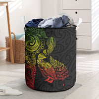 Aotearoa Moko Tribal Tattoo Laundry Basket New Zealand Maori Penguin and Fantail Reggae Style