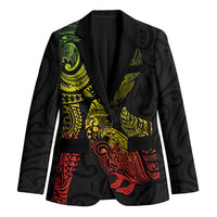 Aotearoa Moko Tribal Tattoo Blazer New Zealand Maori Penguin and Fantail Reggae Style