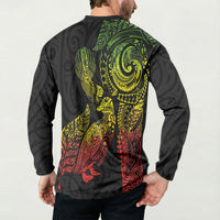 Aotearoa Moko Tribal Tattoo Button Sweatshirt New Zealand Maori Penguin and Fantail Reggae Style LT03 - Polynesian Pride