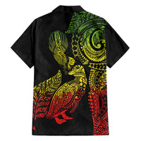 Aotearoa Moko Tribal Tattoo Family Matching Off Shoulder Maxi Dress and Hawaiian Shirt New Zealand Maori Penguin and Fantail Reggae Style LT03 - Polynesian Pride