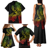 Aotearoa Moko Tribal Tattoo Family Matching Tank Maxi Dress and Hawaiian Shirt New Zealand Maori Penguin and Fantail Reggae Style LT03 - Polynesian Pride