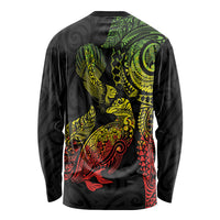 Aotearoa Moko Tribal Tattoo Long Sleeve Shirt New Zealand Maori Penguin and Fantail Reggae Style LT03 - Polynesian Pride