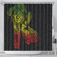 Aotearoa Moko Tribal Tattoo Shower Curtain New Zealand Maori Penguin and Fantail Reggae Style LT03 - Polynesian Pride