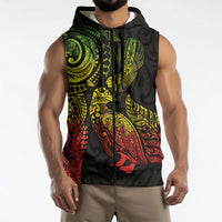 Aotearoa Moko Tribal Tattoo Sleeveless Zip Hoodie New Zealand Maori Penguin and Fantail Reggae Style LT03 - Polynesian Pride