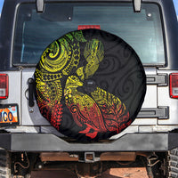 Aotearoa Moko Tribal Tattoo Spare Tire Cover New Zealand Maori Penguin and Fantail Reggae Style LT03 Multicolor - Polynesian Pride