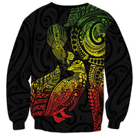Aotearoa Moko Tribal Tattoo Sweatshirt New Zealand Maori Penguin and Fantail Reggae Style
