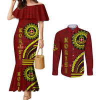 Kolisi Tonga Atele Couples Matching Mermaid Dress and Long Sleeve Button Shirt Ngatu and Polynesian Pattern