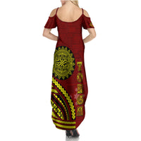Kolisi Tonga Atele Summer Maxi Dress Ngatu and Polynesian Pattern LT03 - Polynesian Pride