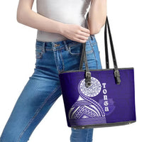 Tupou College Toloa Leather Tote Bag Ngatu and Polynesian Pattern