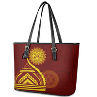 Tonga High School Leather Tote Bag Ngatu and Polynesian Pattern